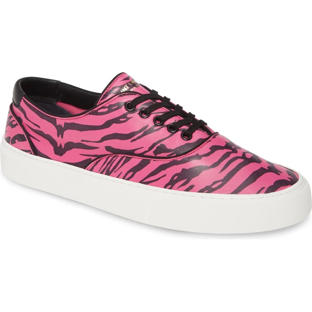 Saint Laurent Venice Leather Sneakers Zebra Print